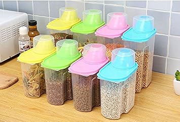 Home-organizer Tech 4-Piece Set Airtight Plastic Storage Canister Set, Food Saver Container Large