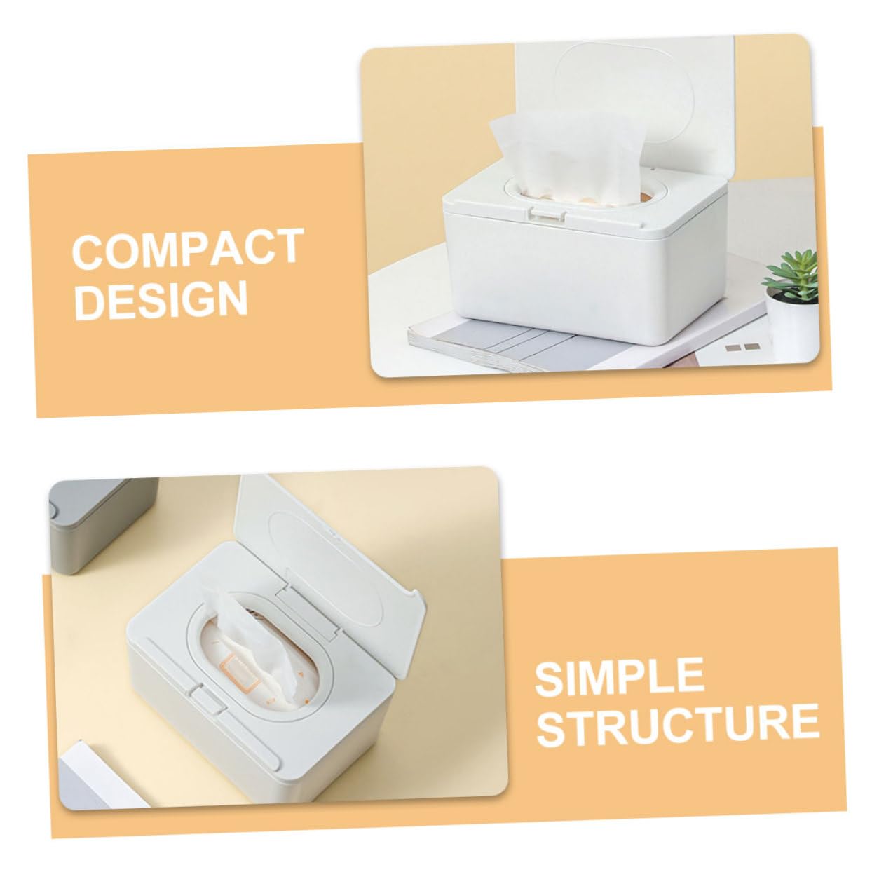 Conteneur de Lingettes Rechargeable Portable Blanc en Plastique, Lot de 2