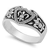 Fleur De Lis Shield Fashion Classic Ring New 925 Sterling Silver Band Size 7
