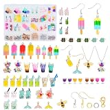 Nalikosty 100 Stück Ohrring Charm Set, Charms Armband Set Coole Sachen für Kinder Teenager Mädchenc, Ohrring Charm für DIY, Charms Anhänger Set Bubble Tea, Ohrringe Selber Machen Set für Armbänder