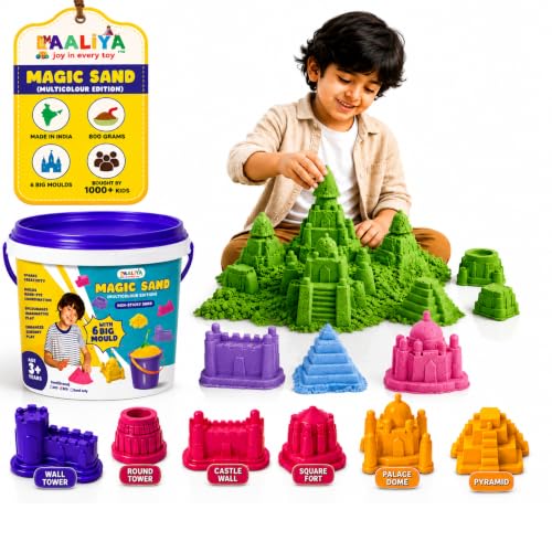 Image of Kinetic Sand for Kids 800g Magic Sand Kit with 6 Moulds, Non Sticky Soft Sand Clay Toy, Sensory Play Set, Indoor Sand Art Craft Kit, Reusable Moldable Play Sand for Boys Girls