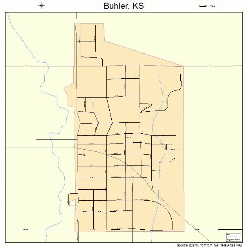 Large Street & Road Map of Buhler, Kansas KS Printed poster size wall atlas of your home town