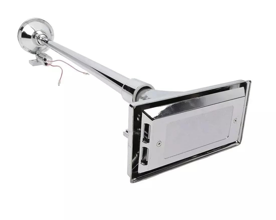 Universal Fanfare Chrom 12/24V Drucklufthorn mit Ventil 64cm Metall Hupe Horn 135 dB Neu OVP für LKW PKW Auto Boot Landtechnik