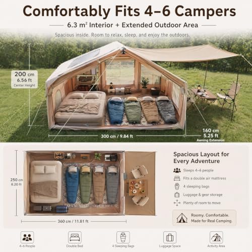 Carpa Inflable para Camping con Dosel, 4-6 Personas miniatura 4