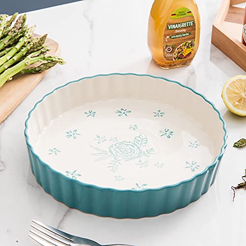 Wisenvoy Pie Pan Tart Pan Quiche Ceramic Pie Dish Pie Plate Tart Pans 9 inch Tart Pan Deep Dish Pie Pan Quiche Pan