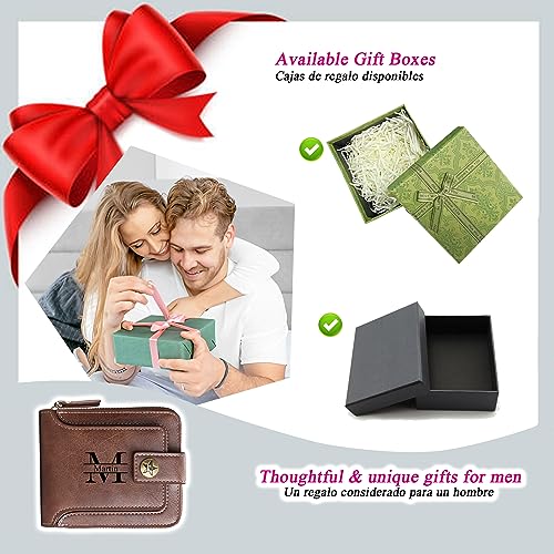 Personalized Mens Wallet Custom Engraved Birthday/Anniversary Wallets for Men Leather Bifold Unique Customized Gift Idea for Husband BF on Thanksgiving Chrismas (N, Brown)2