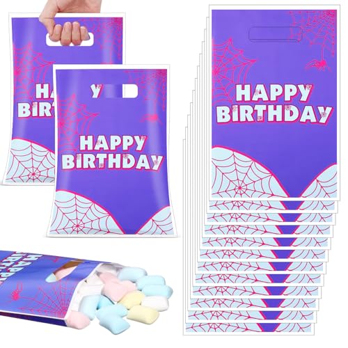 Image of 50 Pcs Birthday Party Favors Goodie Bags Cartoon Candy Gift Bags for Cartoon Theme Party Decorations Goodie Supplies Halloween Treat Bag Baby Shower Favors(Purple,Spider)