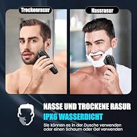Brightup Rasierer Herren Elektrisch mit 4D-Schwebekopf, Kabellos LED Elektrischer Nass- und Trockenrasierer für Männe, IPX6 Wasserdichter Elektrorasierer, USB-C Aufladung & Pop-Up Trimmer, Reisesperre – Ansicht 4