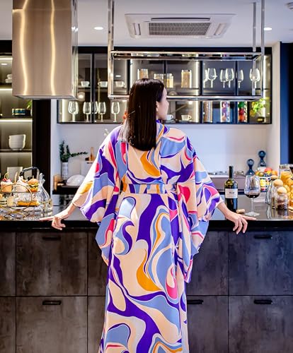 Image of Na'Rak Women's Kimono Robe, Full-Wrap Yukata Style Long Soft Loungewear Luxury Dressing Gown