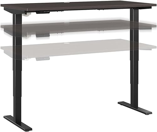 Bush Business Furniture Move 40 - Escritorio eléctrico de altura ajustable con base negra, mesa ergonómica para computadora para el hogar y la