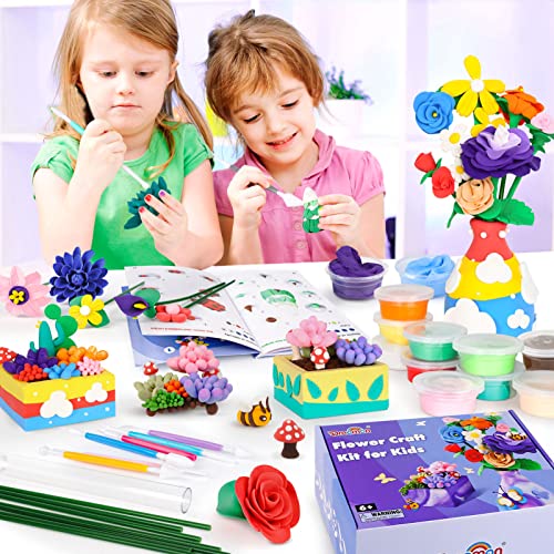 Air Dry Clay For Kids, Diy Modeling Clay Kit With One Set Of Tools, Make Your Own Clay Flower Bouquet And Vase, Creative Art Craft Gift Project For Kids Girls Adult Ages 8-12 #TOP2