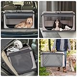 A 4 Pet Hundebox faltbar große Hunde Hundetransportbox Transportbox Hund soft tragebar Hundebox für zuhause, leicht zu verstauen mit montiertem Aluminium Rahmen, einstellbare Kompatibilität (XL, Grau)
