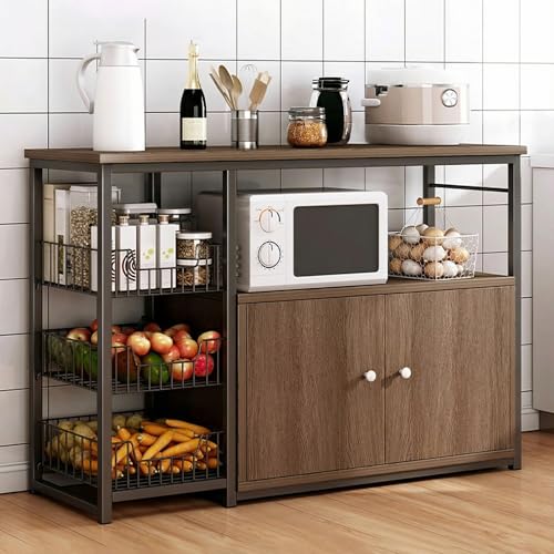 Catálogo de Walmart Muebles de Cocina de esta semana. 45 RWDKDTX Alacenas para Cocina Despensa, Muebles para Cocina de 4 Niveles, Estante Organizador con 2 Puertas y 3 Cestas de Almacenamiento, Bufetera Mueble para Microondas, Cafetera,...