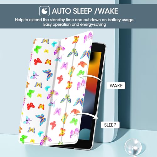 Image of ProCase for iPad 9th / 8th / 7th Generation Case 10.2 Inch (2021 /2020 /2019 Release), 10.2 iPad Case 9th / 8th / 7th Gen Cover, Slim Smart Cover with Translucent Hard Shell Back -Butterfly
