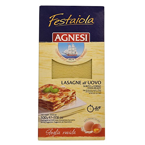 Agnesi Pasta Compuesta Lasagna Huevo - 6 Paquetes de 526 gr - Total: 3156 gr