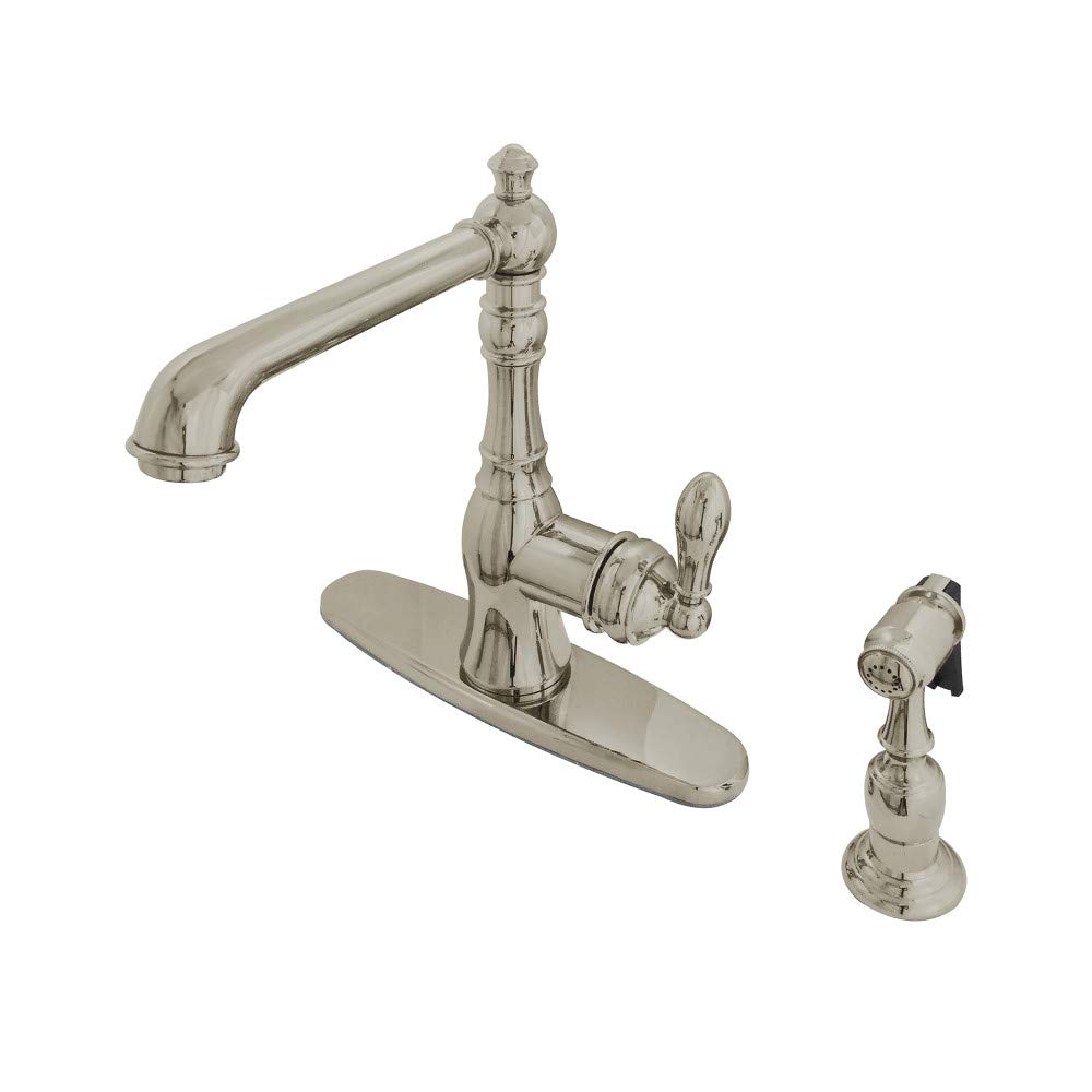 kingston brass gsy7208aclbs american classic kitchen faucet, 10 x 6.88 x 9.44, brushed nickel