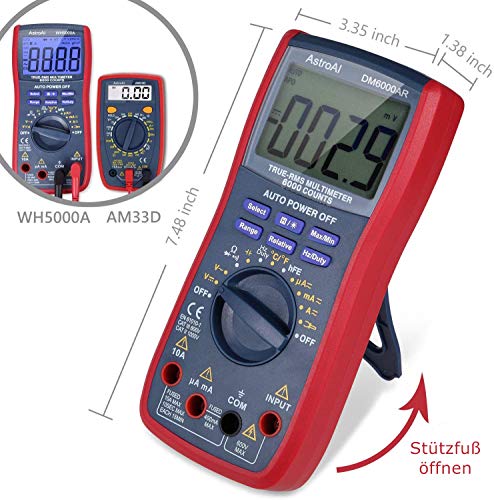 AstroAI True RMS 6000 Counts Advanced Multimeter, meet AC/DC spanning, AC/DC stroom, weerstand, continuïteit, capaciteit… - Image 3