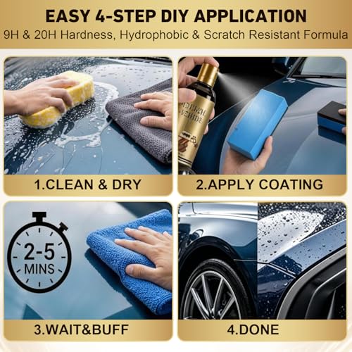 3PCS Crystal Serum for Cars – Crystal Serum Ceramic Coating, Repels Water Stains, Blocks UV Radiation, Resists Oxidation, Enhances Mirror Shine & Shields Auto Paint from Daily Outdoor Damage