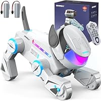 SIMREX Robot Dog Toys for Kids, Interactive Smart Robotic Dog with Touch Sensor, Bluetooth Remote Control, Dancing Tricks, LED Eyes, Birthday Gift for Boys and Girls(Grey)