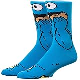 Bioworld Sesame Street Cookie Monster 360-Degree Graphic Print Crew Socks for Men