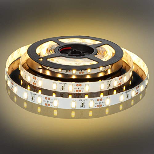 BOGAO 5M Luces de tira LED 300 Unidades SMD 5630 12 V Luz de tira de bajo voltaje No impermeable Cinta LED IP20 Iluminación de cinta blanca cálida para gabinetes de cocina domésticos y más
