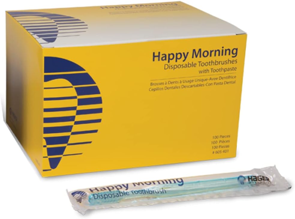 Happy Morning Disposable Toothbrush with Xylitol, 50 Count, Pack of 2
