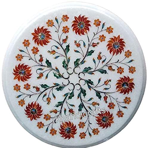 13 x 13 Inches Marble Coffee Table Top Floral Pattern Side Table with 13 x 13 Inches Marble Coffee Table Top Floral Pattern Side Table with