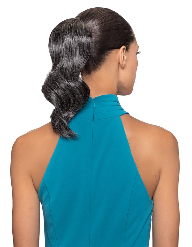10" Length Drawstring Wavy Ponytail DS23 Color 44 - (2 Pack) Elegant Waves Hairpiece Fusion Heat Friendly Synthetic Fiber Womens Lightweight Black Women Foxy Silver Bundle Hairloss Booklet