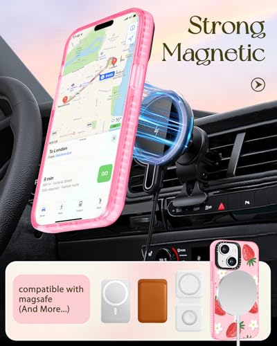 Coque iPhone 14 antichoc compatible Magsafe mignon design fraise