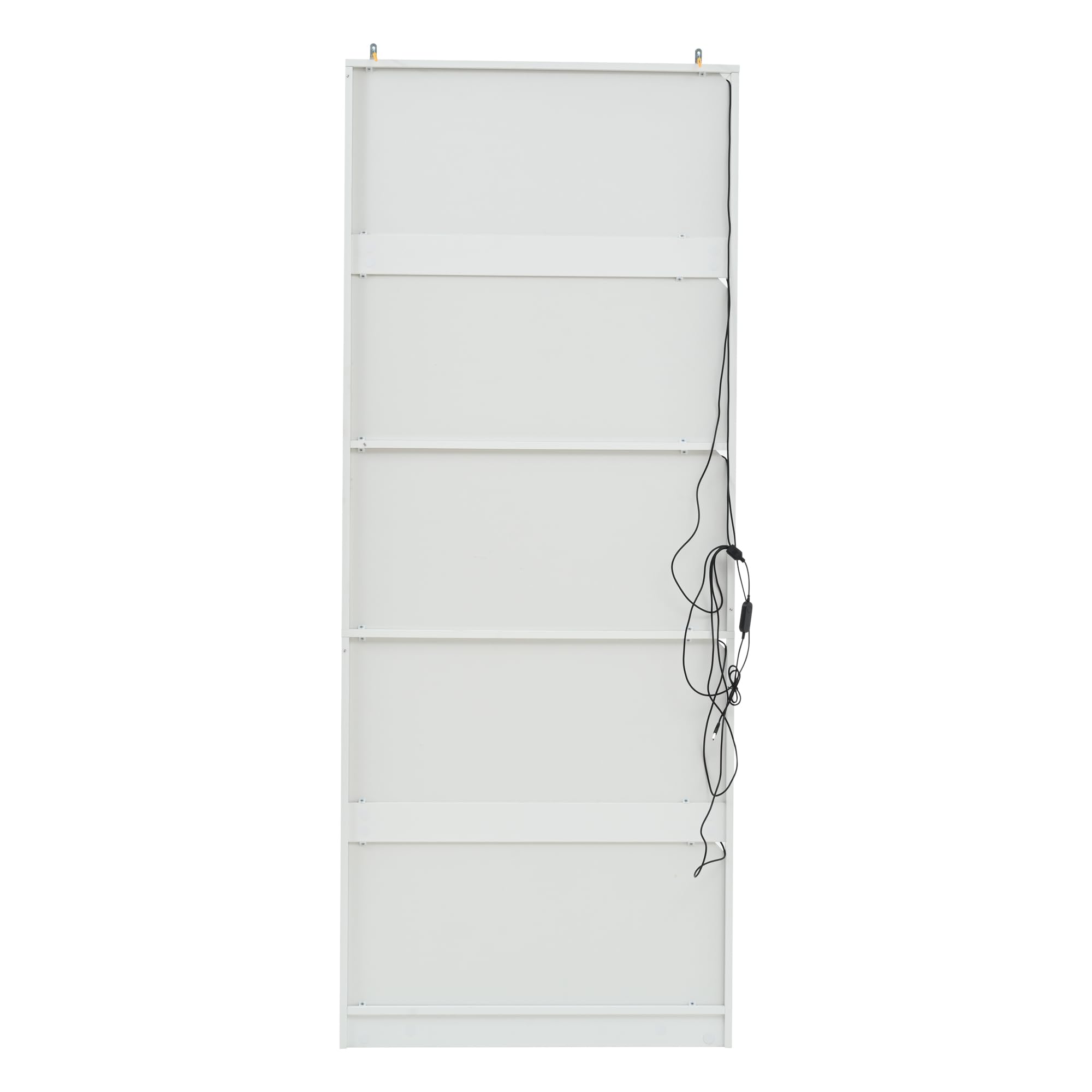 Kebnor Vetrina in Vetro con LED, Armadio Alto, Libreria, Vetrina per Vino, Elegante Credenza con Doppie Porte, Scaffale in Vetro e Supporto per Vino, 80 x 35 x 200 cm, Bianco