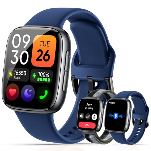 Quican Smart Watches for Women Men with 2 Bands, 1.85-inch A