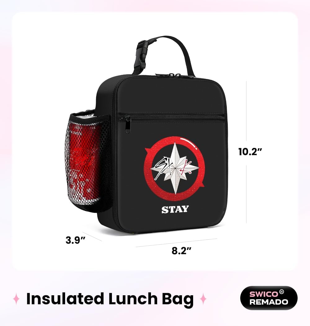 Swico Remado Stray Merch Insulated Lunch Bag Large Capacity Reusable Lunch Box Organizer for Office Picnic Travel Hiking Beach and STAY Music Fans