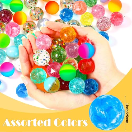 Seamart 24 Stück Flummies für Kinder 25 mm Flummis Springball Bunte Hüpfbälle und Kindergeburtstag Gummibälle Gastgeschenke
