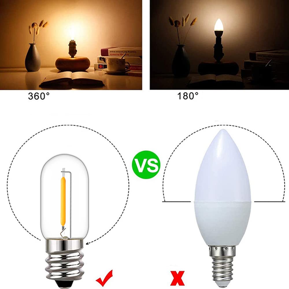 RYTM (Confezione da 20) Lampadine a LED, Lampadine Edison vintage con base E12/E14, Lampadine piccole a filamento LED antico T16, Dimmerabile da 0,6 W CA 100 V-230 V (Warm Yellow Light 2200k)