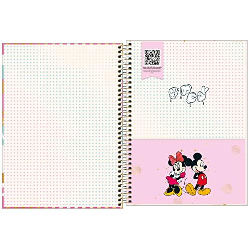 Caderno Espiral Capa Dura Universitário 10 Matérias 160 Folhas Minnie - Listras Coloridas com Minnie - Tilibra 3 51RlvKkM4kL