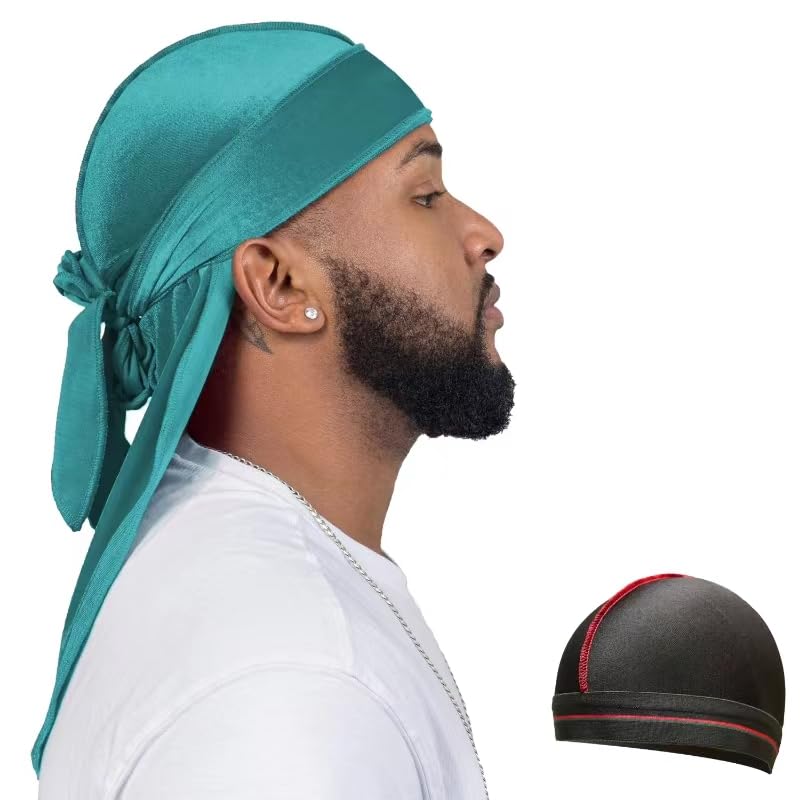 Velvet Durag for Men Wave Cap Velvet Dorag for Men Women 360 Wave