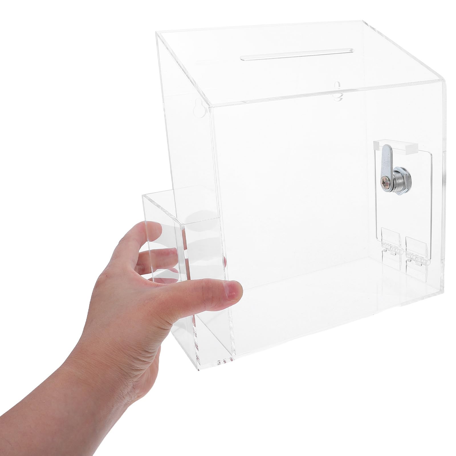 Scatola per Donazioni in Acrilico Trasparente 21X10X22 CM con e Fessura Urna Elettorale Compatta per Ufficio e Fondi Contenitore per Suggerimenti e Biglietti da Visita