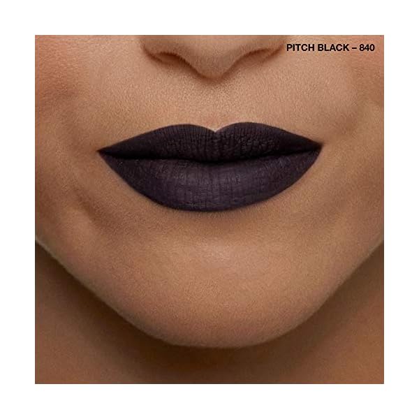 Rimmel London Stay Matte Liquid Lip Color with Full Coverage Kiss-Proof Waterproof Matte Lipstick Formula that Lasts 12 Hours - 840 Pitch Black, .21oz