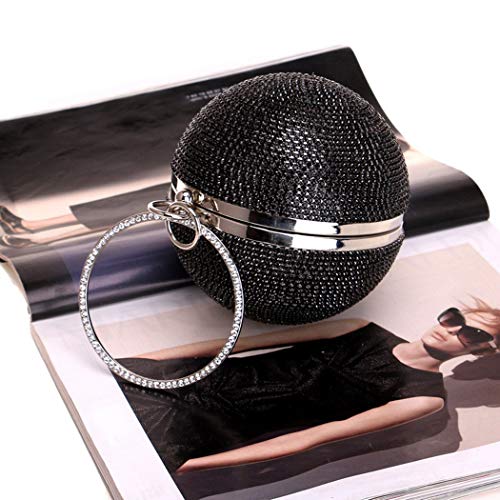 Image of Ball Shape Clutch Purse Party Handbag Rhinestone Ring Handle Evening Bag