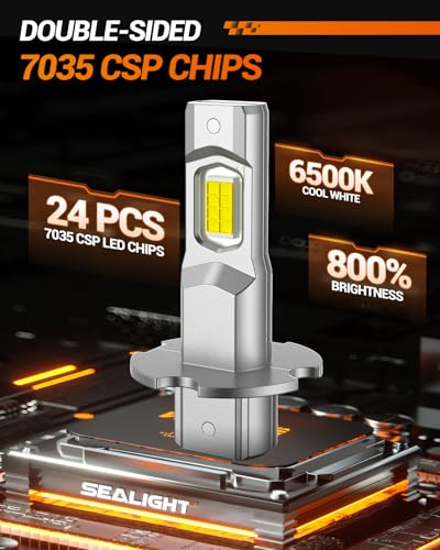 Image of SEALIGHT H3 LED Fog Light Bulbs, 6000K Cool White 18000LM Super Penetration H3 LED Bulb, 1:1 Mini Size, Plug n Play, H3ll Bulb Light for Fog Lamp, DRL, Pack of 2