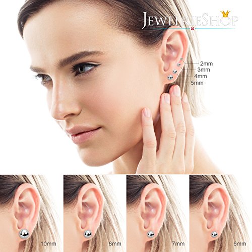 Jewelrieshop Ball Earrings 316L Surgical Steel Earrings Round Ball Stud Earrings Set For Women Girls #TOP5