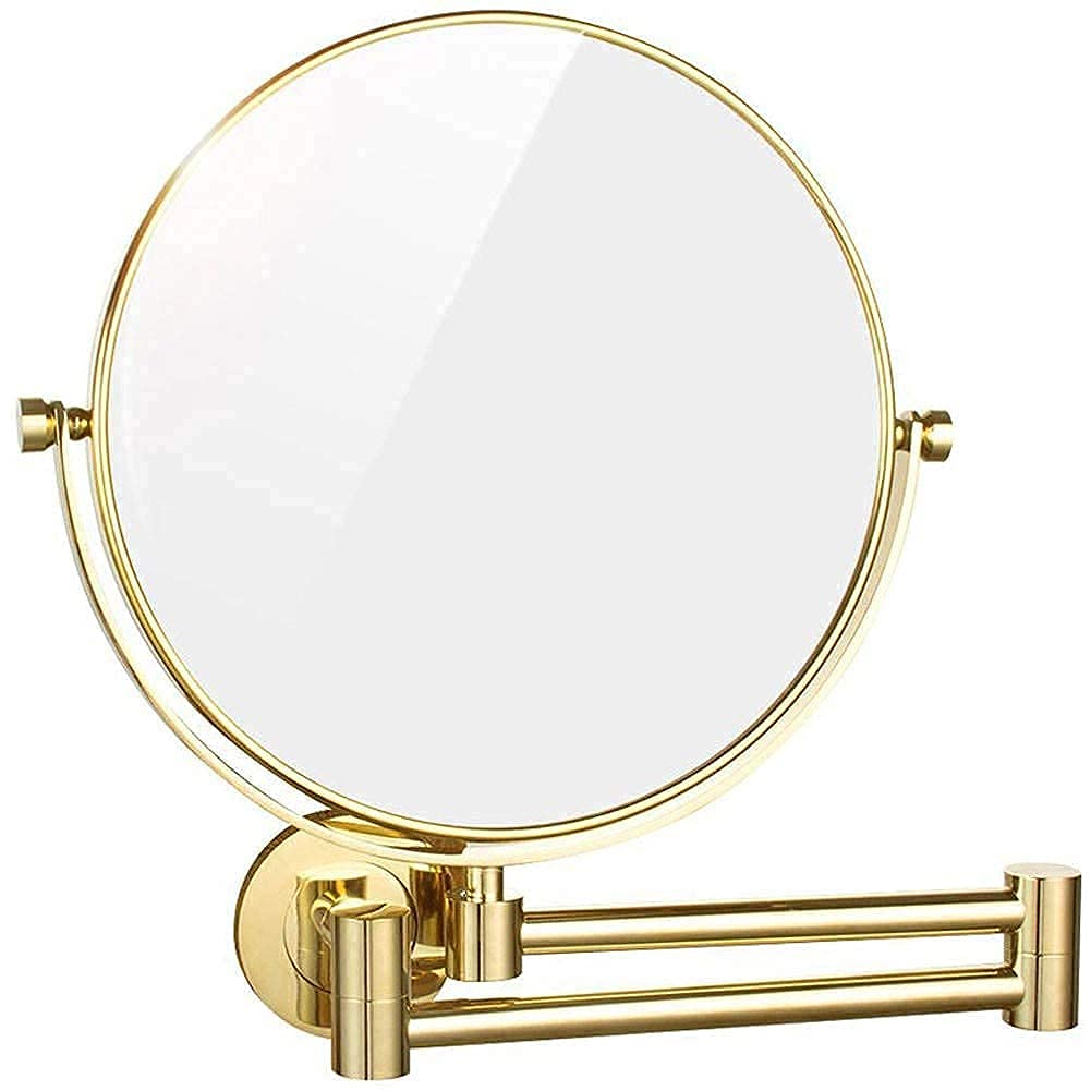 TYUHDUYUR Vanity Mirror, Wall Mounted Makeup Mirror with 10X Magnification, 8 Inch Double Sided Vanity Magnifying Mirror, Cosmetic Mirror Shaving Mirror for Bathroom Gold