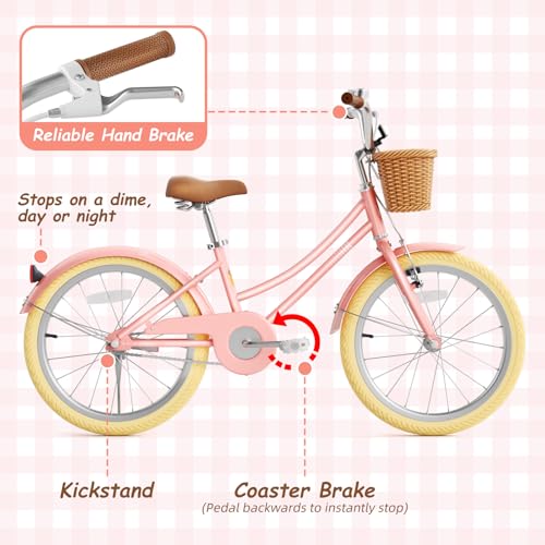 Image of Glaf Girls Bike Bicycle for 2-12 Years Old 12 14 16 20 inch Kids Toddler Bike with Training Wheels and Basket,Doll Seat, Kids Bike Bicycle for Gift