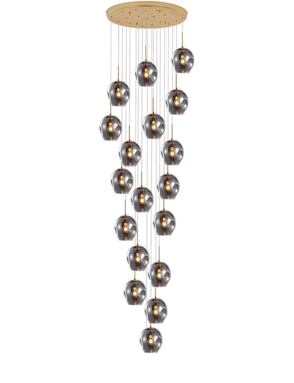 SYAXVOM Oversized Chandelier for Staircase - Modern Adjustable Pendant Light with 18 Grey Balls Creative Long Hanging Ceiling Fixture Villas & Stairwells