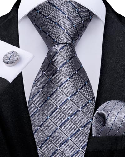Image of DiBanGu Mens Zipper Ties Silk Adjustable Necktie Pocket Square | Paisley /Striped Pattern,Pre-tied Gift Tie Sets,Jacquard Woven,Pocket Square Cufflinks,Great for Formal & Business Wedding