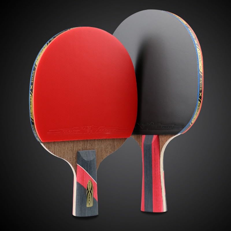 Ping-Pong-Schläger, Tischtennisschläger, Profi-Set mit Tragetasche, 5 Holz- + 2 Carbon-Blätter