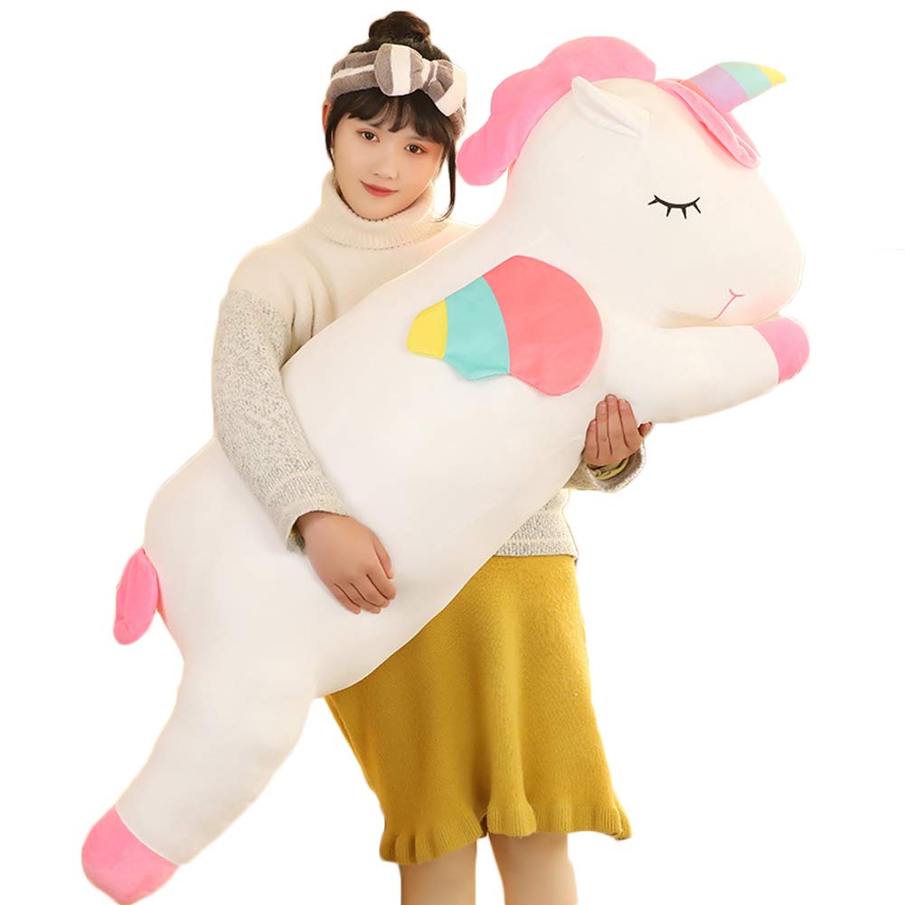 hitoshe Giant Unicorn Stuffed Animal, Big Unicorn Plush Pillow Toy Gifts for Kids, Valentine, Christmas (White, 51.1 in)