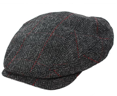 Biddy Murphy Ireland Wool Hat Charcoal Herringbone Tweed Irish Made XL