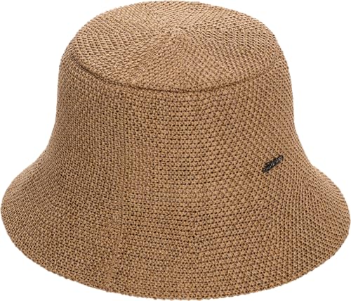 Divina Italian Design ZH 9287 Synthetic Straw Bucket Hat One Size, brown, One Size