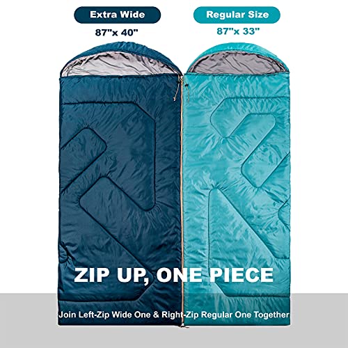 Sleeping Bags 40℉ For Adults & Kids, 87" X 33" Oversized Camping Sleeping Bag - Waterproof, Lightweight, Portable - 3 Season Warm & Cool Weather- Ideal For Hiking Backpacking Camping #TOP4
